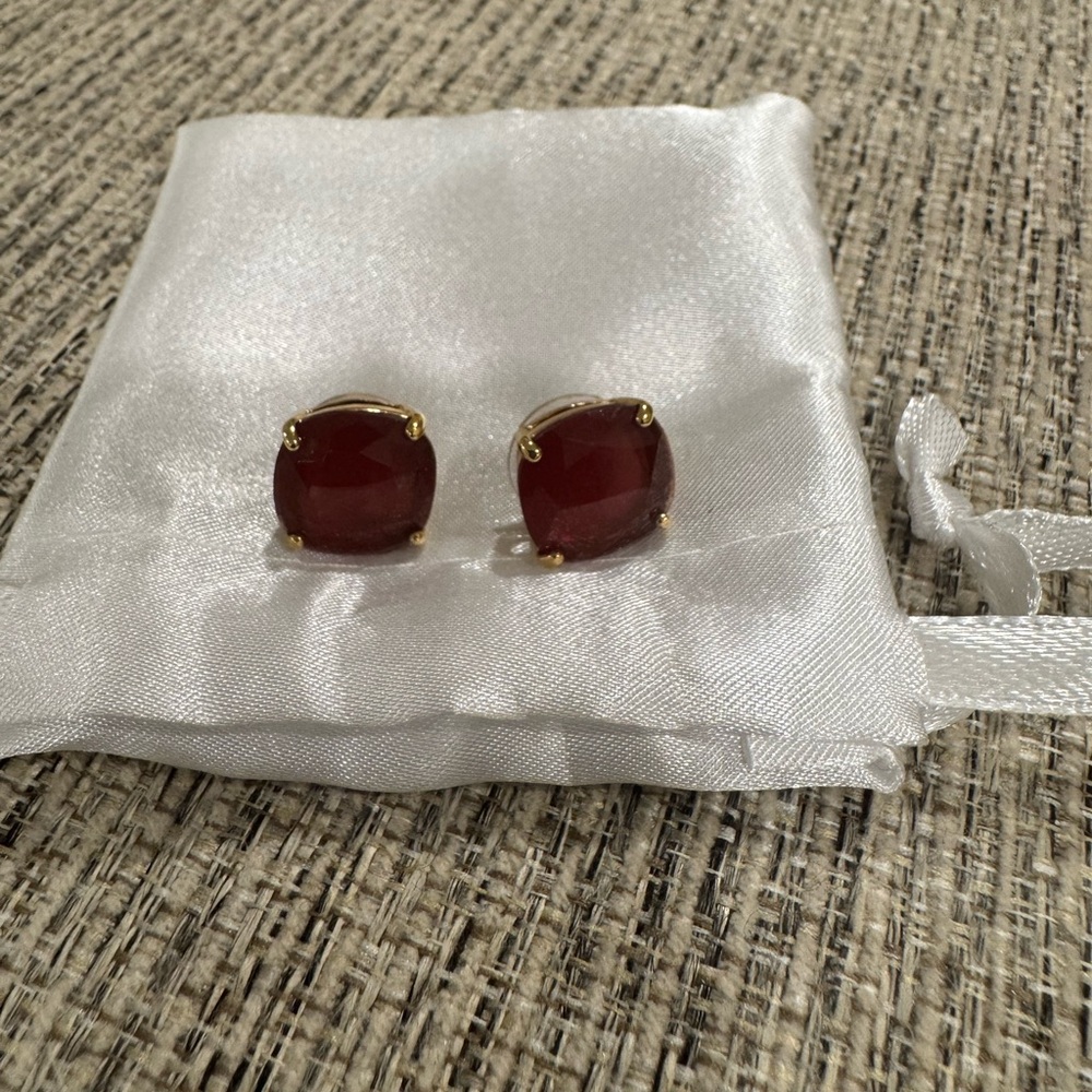Kate Spade Gold and Red Gemstone Earrings